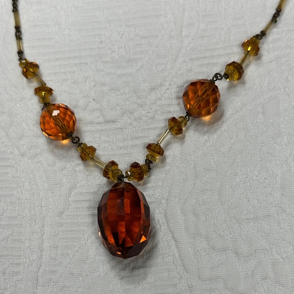 Vintage Amber-Colored Necklace - Picture 3 of 6